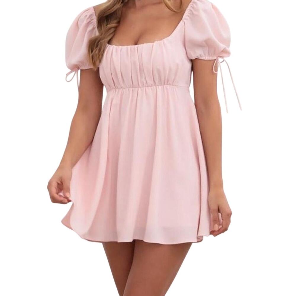 Lucy in the Sky Leilani Pink Chiffon Babydoll Dress - Size Small